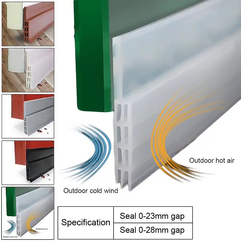 Weather Stripping Door Seal Strip Self Adhesive Silicone Bottom Draft Stopper 0