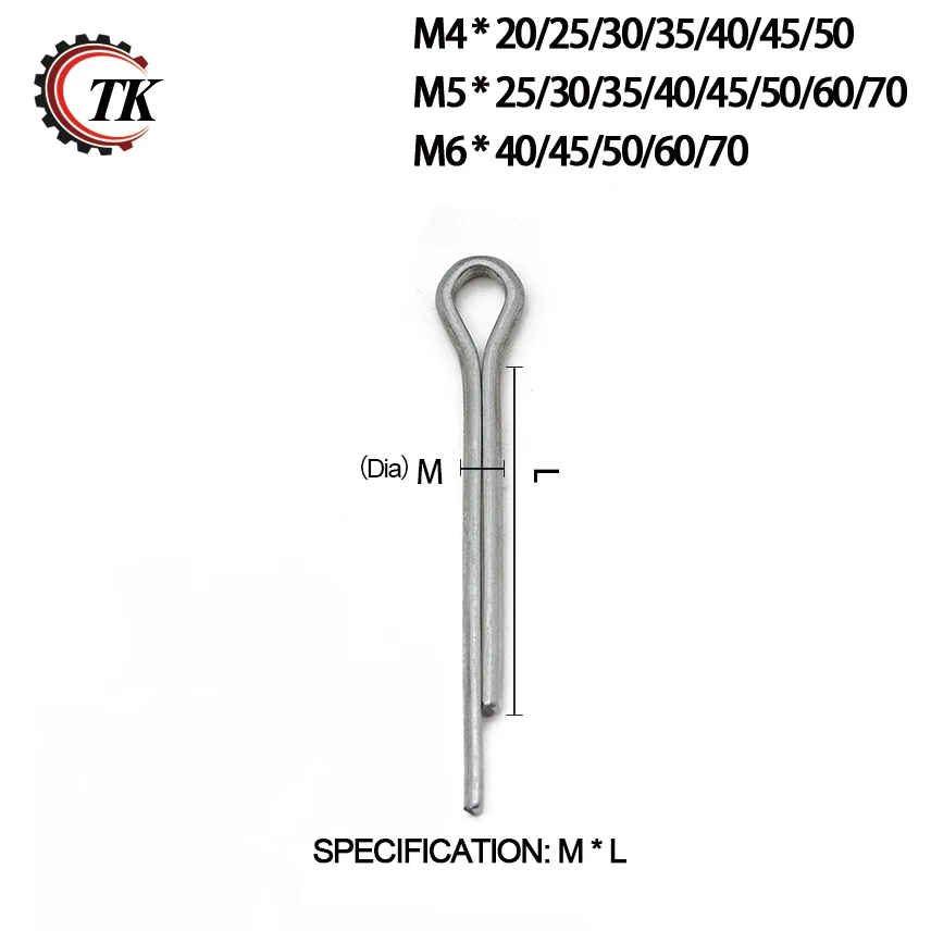 

20pcs M4/M5/M6 * 20/25/30/35/40/50/60/70mm Carton Steel with Zinc Plate U Shape Open Elastic Link Split Cotter Pin