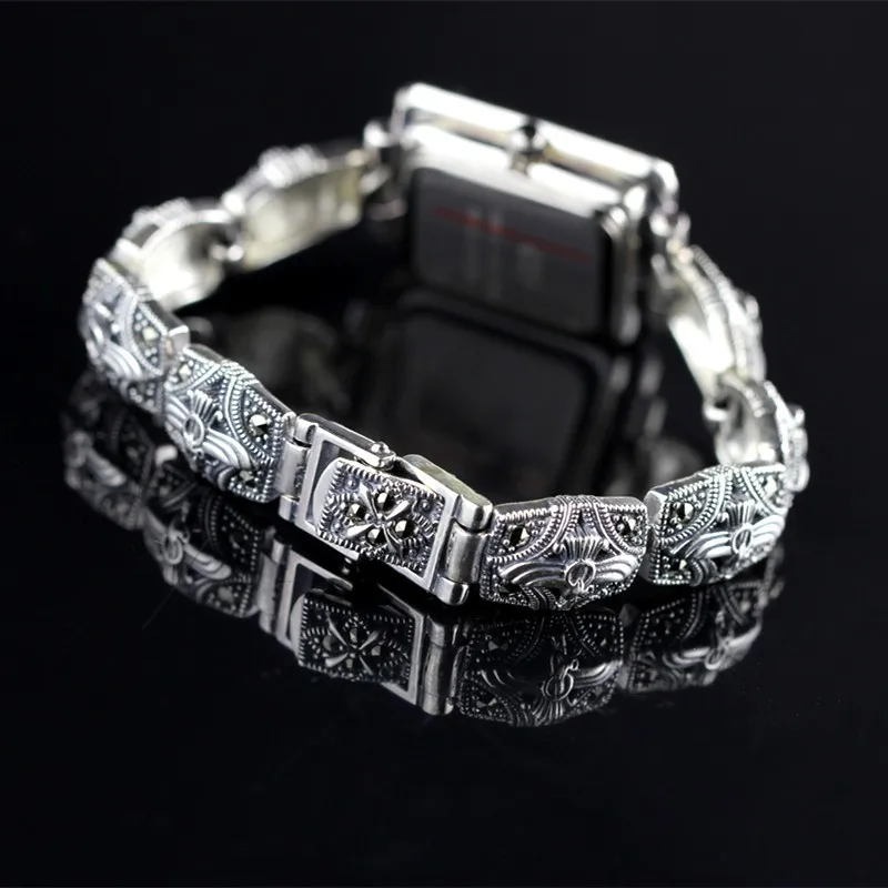 Nova Limitada Clássico Retângulo Elegante S925 Prata