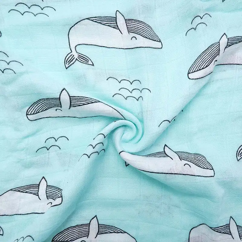 Muslinlife Baby Swaddle Wrap Soft Bamboo Cotton Blanket For Baby Stroller Use Cute Bunny Unicorn Whale Blanket 120*120cm