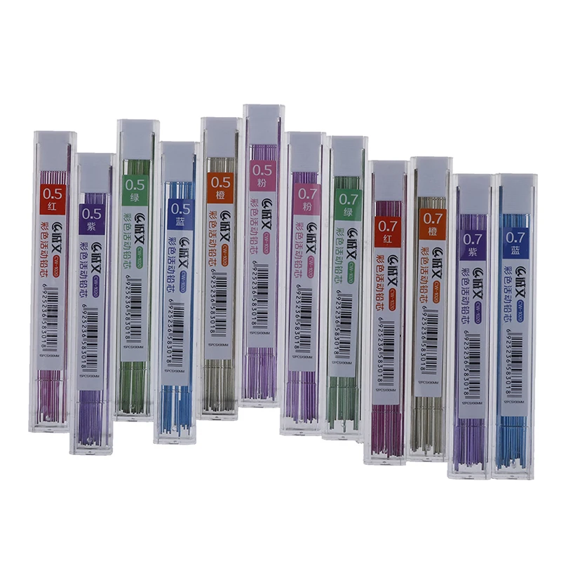 

1box 0.5mm 0.7mm Colorful Mechanical Pencil Lead Art Sketch Drawing Color Lead Writes In Grey School Office Supplies
