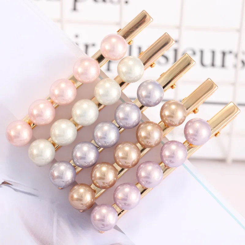 

New Fashion Woman Elegant Geometric Pearl Hairpins Hair Clips Alloy Barrettes Girls Hair Accessories Hair Grips Headwear