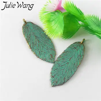 

Julie Wang 10pcs Antique Green Bronze Leaves Alloy Patina Charms For Necklace Pendants Findings Jewelry Making Accessory