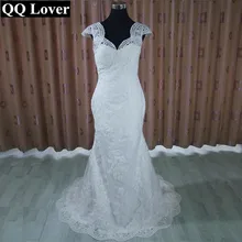 QQ Lover 2017 New Cap Sleeve See Through Back Mermaid Wedding Dress Appliques Custom-made Vestido De Noiva Bridal Gowns