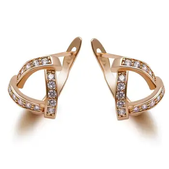 

MxGxFam Gold-Color Triangle Hoop Earrings For Women Fashion Jewelry AAA+ Cubic Zircon Good Quality