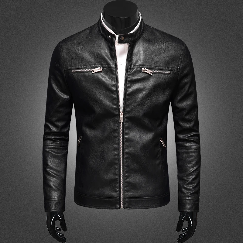 New Arrival 2017 High quality Motorcycle Leather Jackets Men Spring ...
