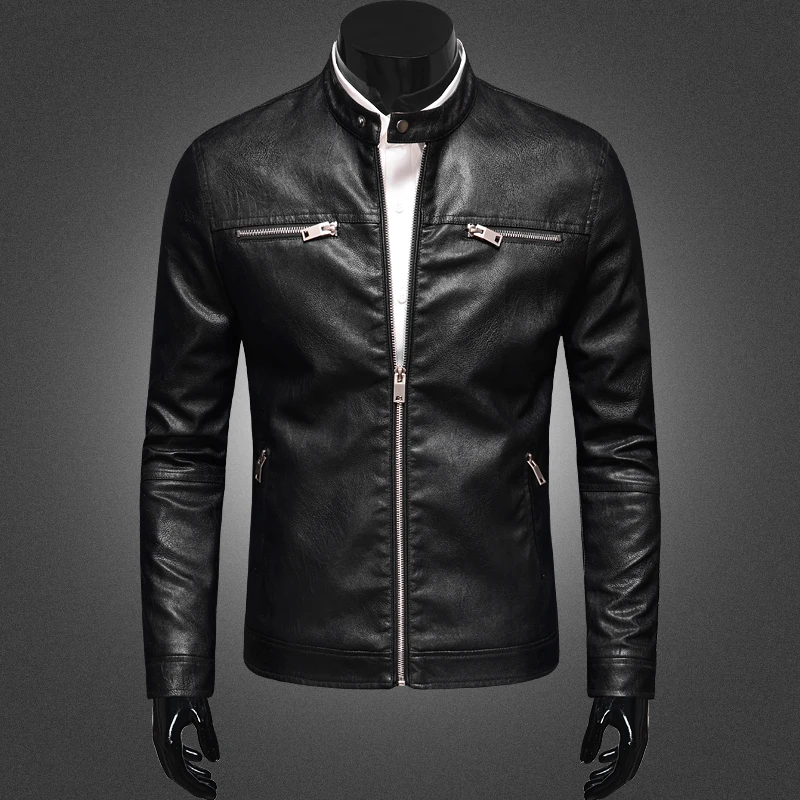 New Arrival 2017 High quality Motorcycle Leather Jackets Men Spring