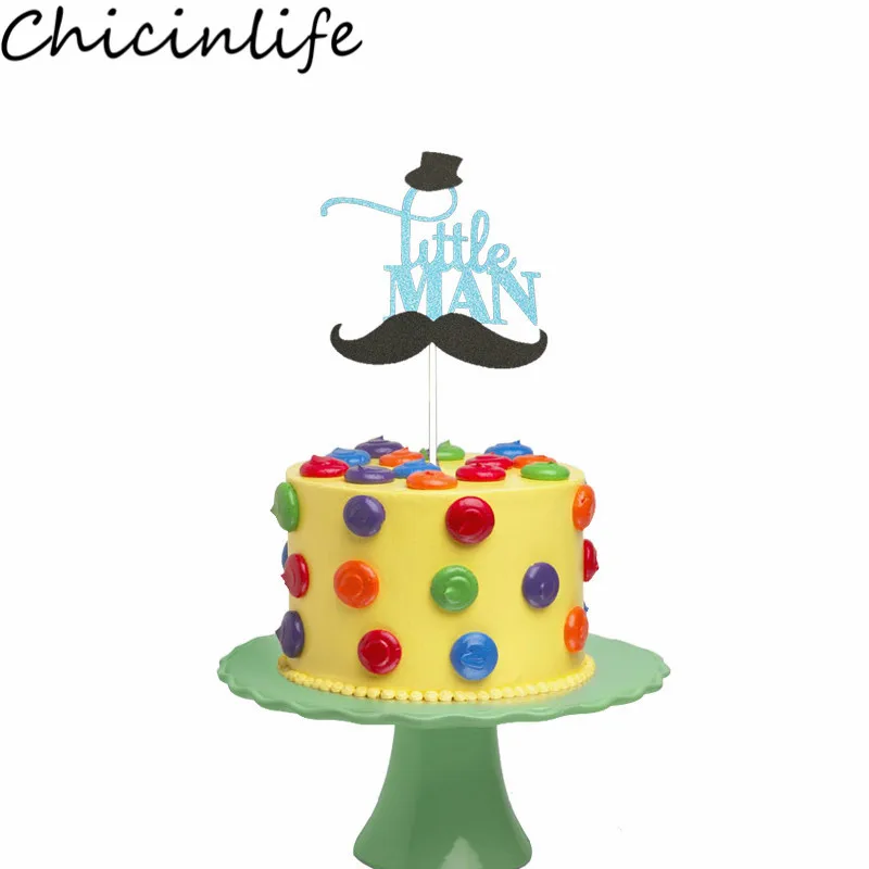 Chicinlife 1 шт. синие усы маленький человек торт Топпер мальчик С Днем Рождения