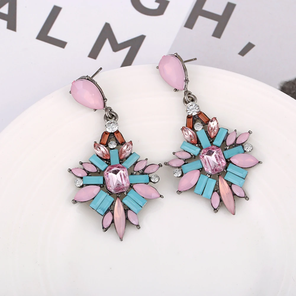 XIYANIKE New Elegant Crystal Earrings Gem Stone Resin Drop Earrings For Women Birthday Gift Bijoux Bohemia Brincos E558