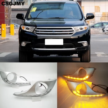 

CSGJMY 1Set DRL For Toyota Highlander 2012 2013 2014 Daytime Running Lights fog lamp cover headlight 12V Daylight car-styling