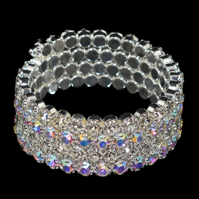 Fashion Crystal Pearl Bracelets Bangles for Women Gold Silver Plated Stretching Bracelets Pulseras Mujer Wedding Jewelry Gift 5