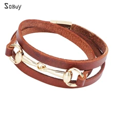 Новые модные Многослойные браслеты из натуральной кожи, мужские и женские ювелирные изделия, панк браслеты из нержавеющей стали с цепочкой