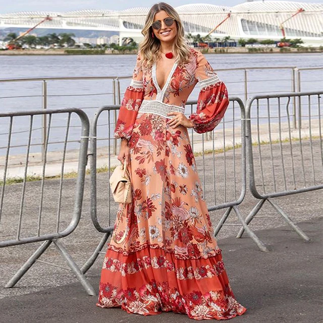women floral maxi dress