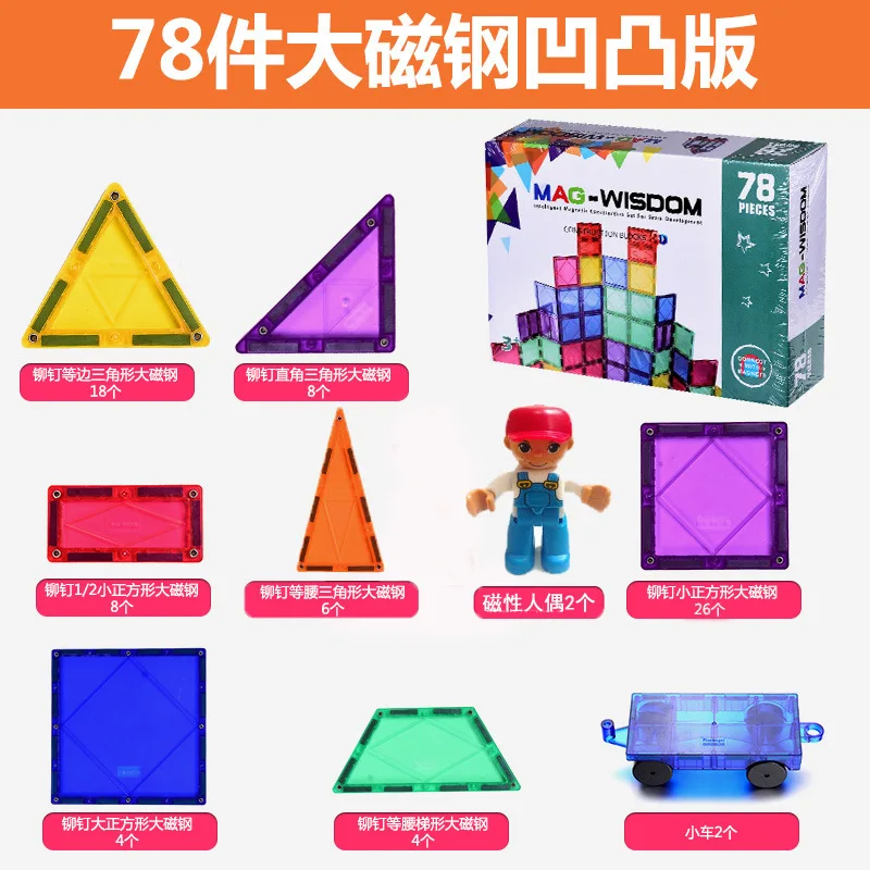 Цветные оконные прозрачные магнитные сборные развивающие игрушки магнитные блоки Детские магнитные строительные блоки