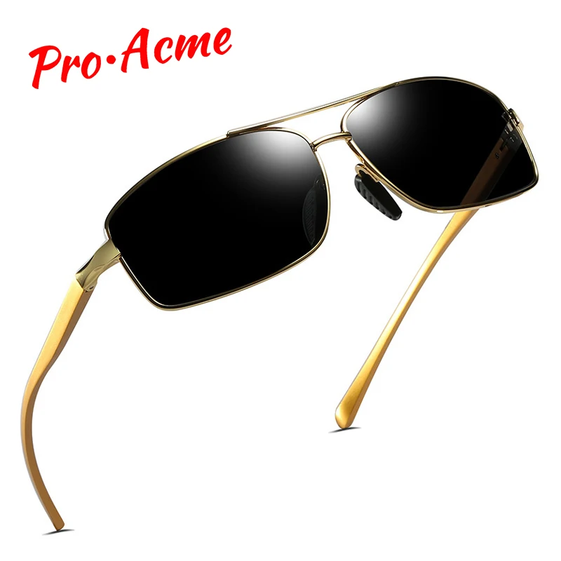 

Pro Acme Men Polarized Sunglasses Aluminum Magnesium Sun Glasses Driving Travel Rectangle Glasses for Men with Case PA1088