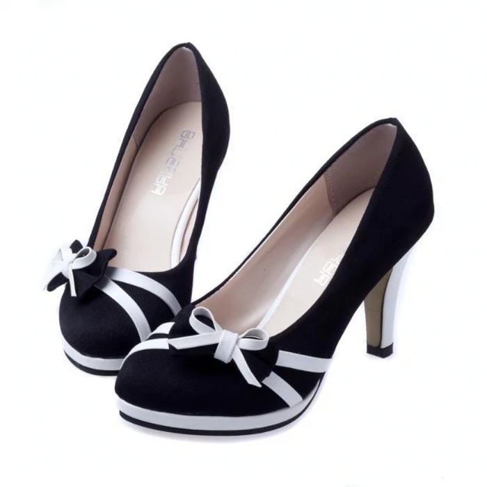Qin Kuan Women High Heels Office Shoes Spring Pumps Bowtie Qin Kuan Women High Heels Office Shoes Spring Pumps Bowtie Las Round Toe Stiletto Sweet European Size 34 39 In S From