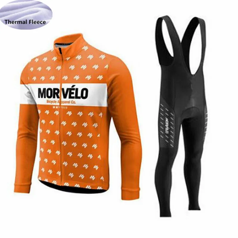 2018 MORVELO Команда Мужчины Велоспорт Джерси ropa ciclismo зима Термальность флисовая