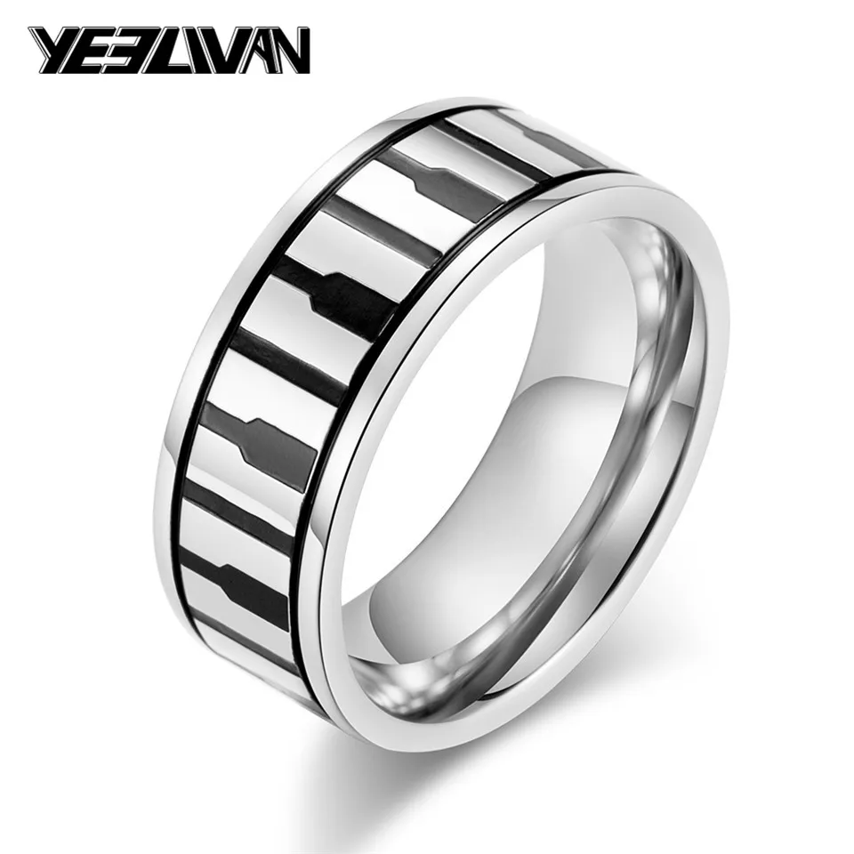 

Newest Design Rose Gold Dripping Oil Black Piano Ring Titanium Steel Silver Color Punk Music Rings for Men Women lapis lazuli