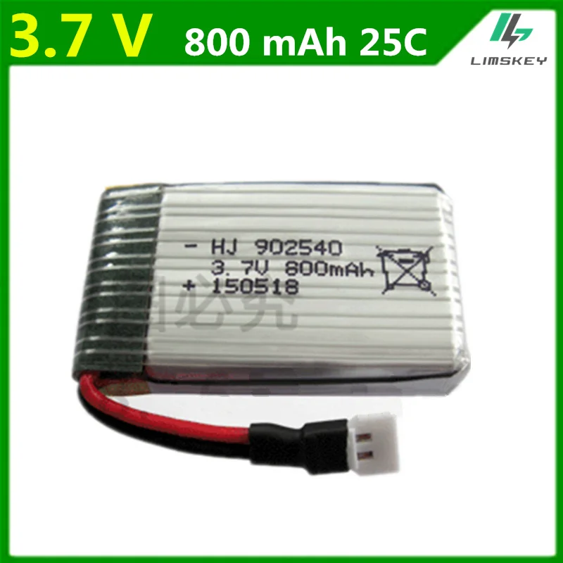 3,7 V 800 мА/ч, Батарея для Syma X5 X5C X5SC X5SW M68 X5HC X5HW X400 X800 четыре оси модель самолета 3,7 V Lipo Батарея 902540 2 шт./лот