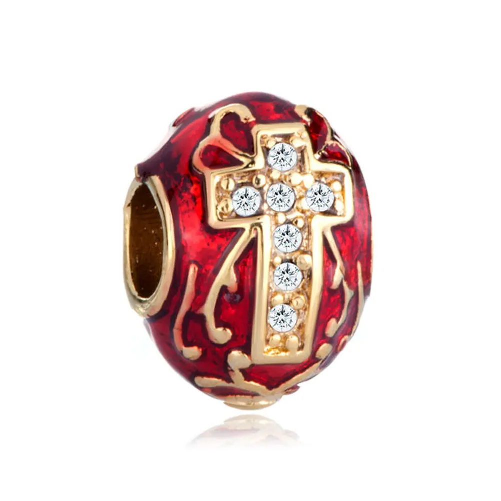 Red Celtic Claddagh Irish Cross Charms Crystal Faberge Egg Charms Beads for Jewelry Making