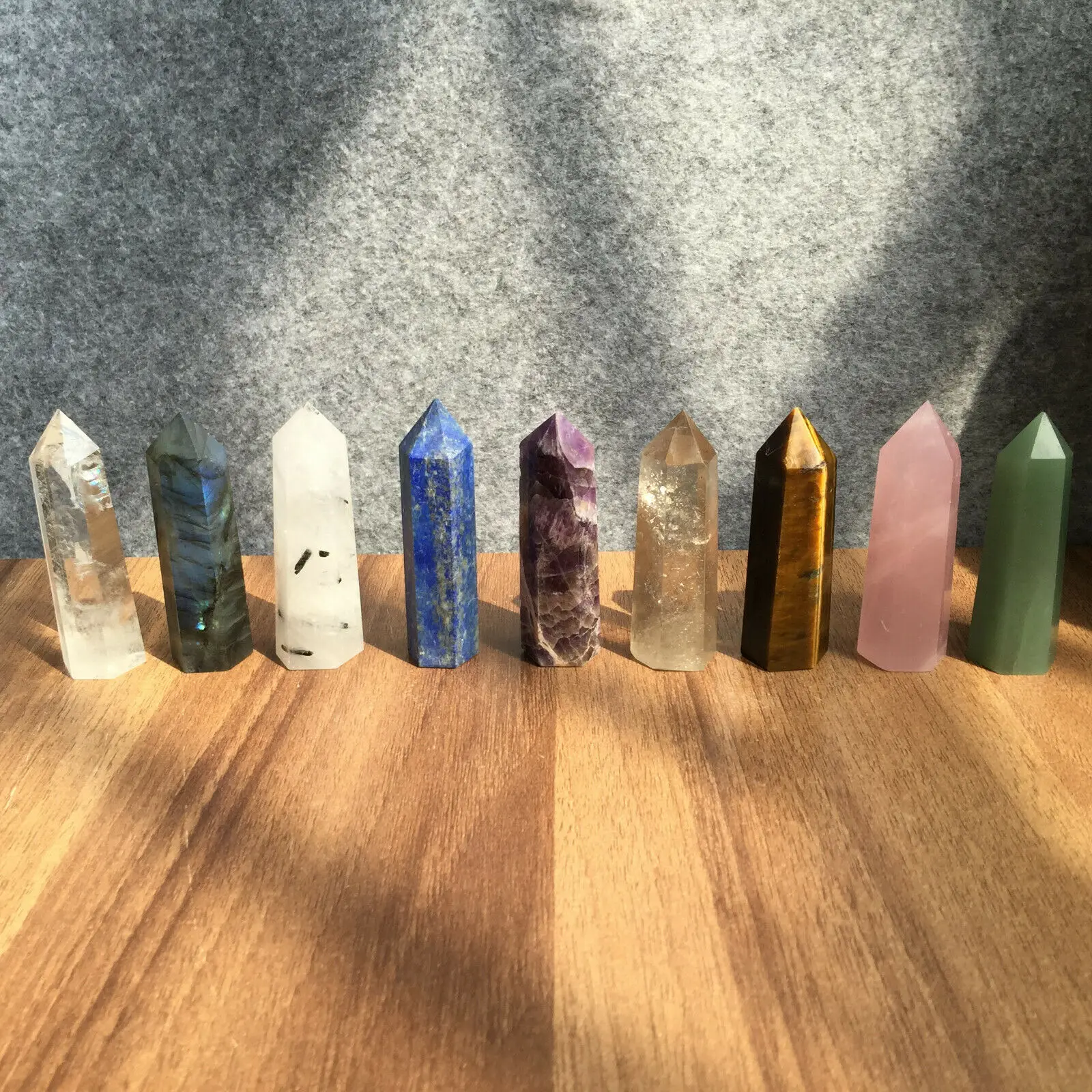 

A lot natural rose amethyst quartz crystal wand point healing stones 9pcs
