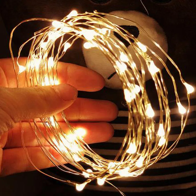 

1/2/5M LED Garland light String Mini Silver Wire Holiday Fairy Lights For Christmas Wedding Party decoration