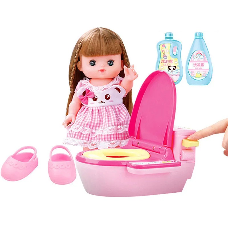 Kawaii Набор для игры в куклы девочка головоломка DIY кукольный дом мебель коляска мини игрушечные дома для детей подарок на день рождения для девочки Juguetes - Color: Voice toilet
