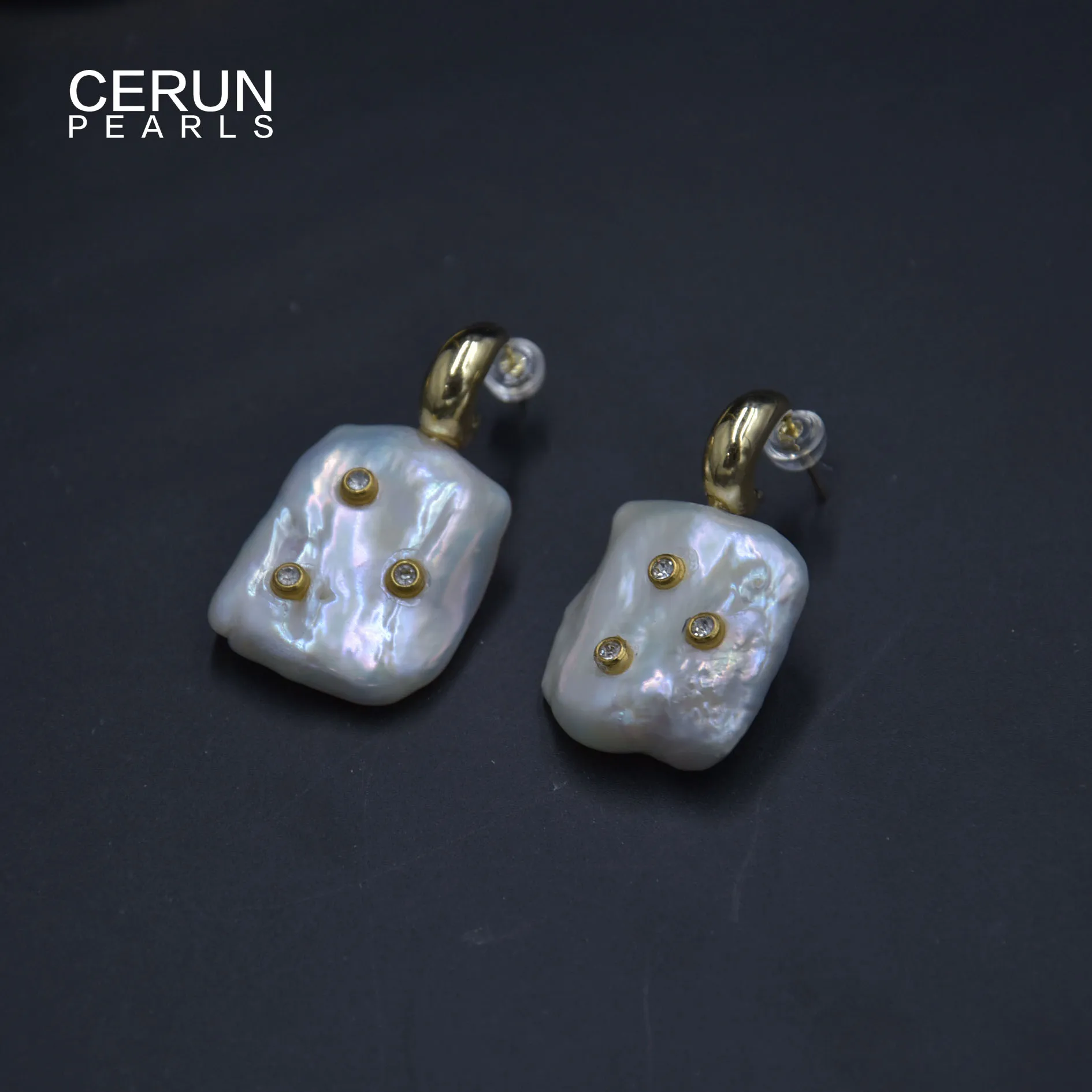 Квадратные жемчужные серьги CERUN 15*15 мм барочные для женщин|Серьги| |