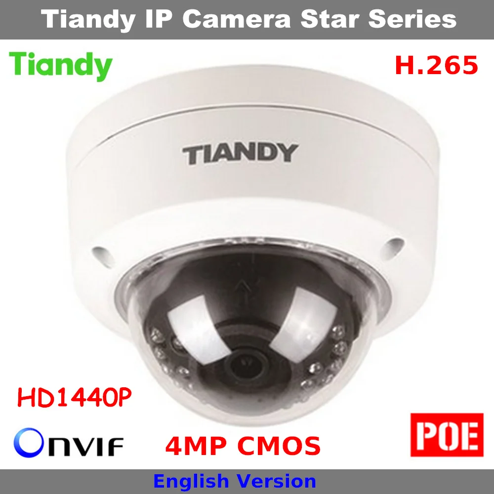 

Clear stocks Cheap H.265 4MP CMOS HD 1440P Original Tiandy Camera Support POE and English Dome Camera Security IP Camera
