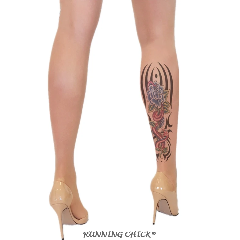 

One leg print tattoo stockings snake totem thin tattoo pantyhose