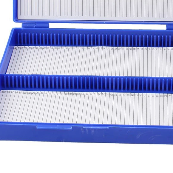 

KSOL New Style Royal Blue Plastic Rectangle Hold 100 Microslide Slide Microscope Box
