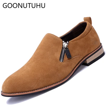 

2019 new style fashion men's shoes casual suede leather loafers male classic brown black slip on shoe man driving shoes for men