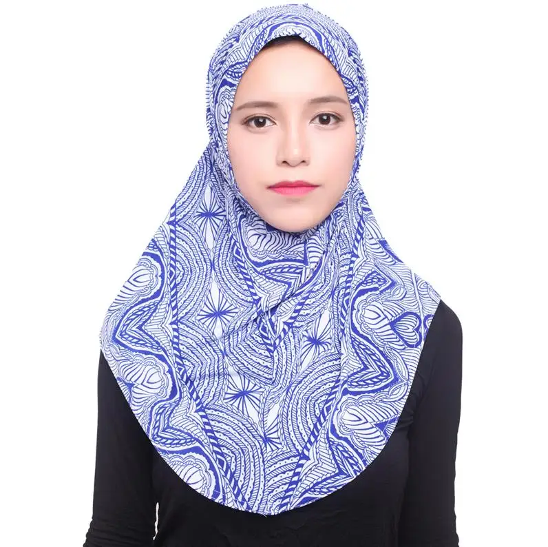 ОАЭ абайя Дубай ислам Саудовская Аравия шапочки под хиджаб женский мусульманский тюрбан хиджабы шаль тюрбан Шляпка женская платок - Цвет: Blue Flower