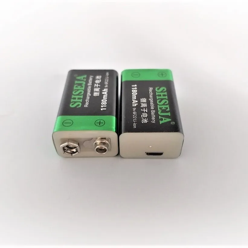 2pcs 9V USB rechargeable battery 1180mAh 6F22 lithium ion li cell for wireless microphone Guitar EQ smoke alarm multimeter | Электроника