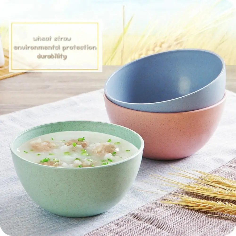 

30# Beautiful Eco-friendly Wheat Straw Kids Bowl Rice Noodle Salad Bowl Household Tableware Kitchen Tool Supplies