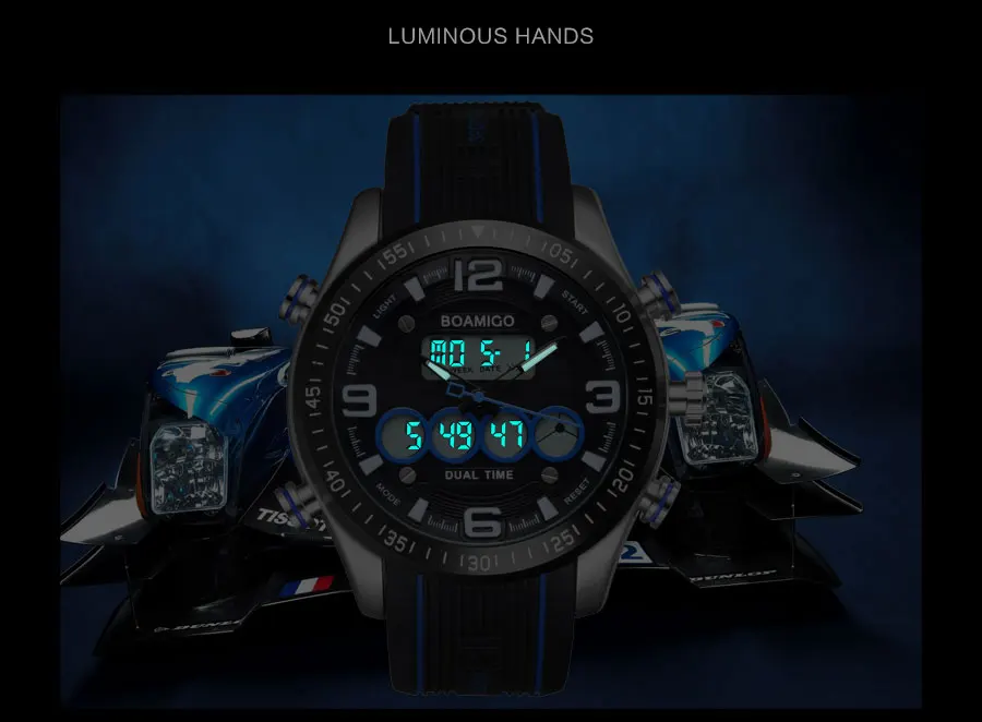 Fashion Quartz Mens Sports Watches Multiple Time Zone LED Digital Wristwatches Rubber Water Resistant Alloy Case Zegarek Meski (24)