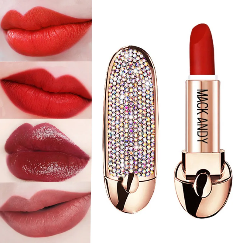 

1 Pcs Matte Lipstick Waterproof Long Lasting Moisturizing Lipstick with Shining Case QRD88