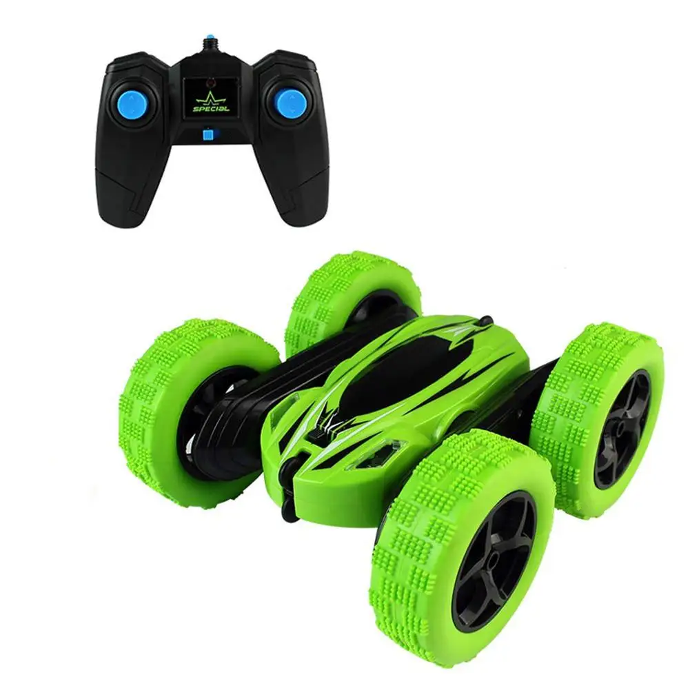 360 градусов вращающийся двухсторонний RC трюк автомобиль с светильник 1:24 модельная игрушка для детей игрушечные машинки RC подарки для детей - Цвет: green
