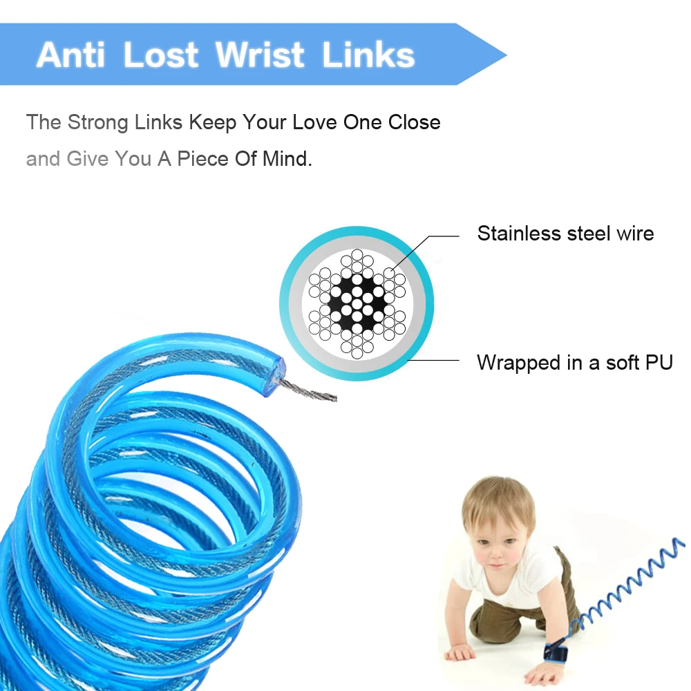 2017 Real Baby Safety Lock Child Anti Lost Belt Wrist Link Safety Velcro for Toddlers Babies & Kids Pricking Cotton Straps,2m