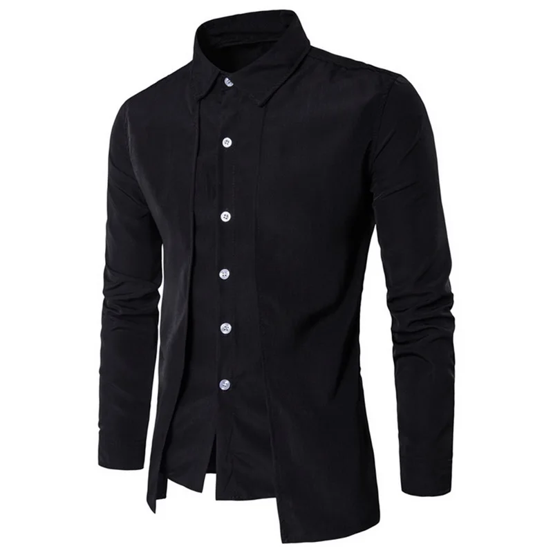 MJartoria брендовая мужская деловая рубашка Осенняя модная Однотонная рубашка из двух предметов повседневные рубашки с длинными рукавами Camisa