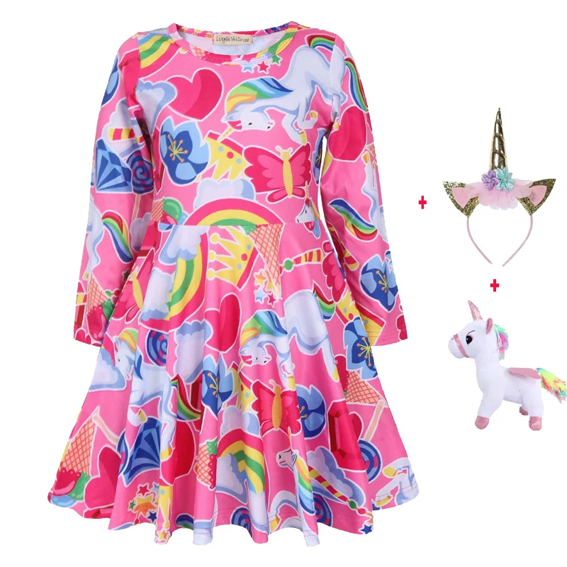 kids dresses for girls unicorn my pony Print dress cosplay party Casual ...