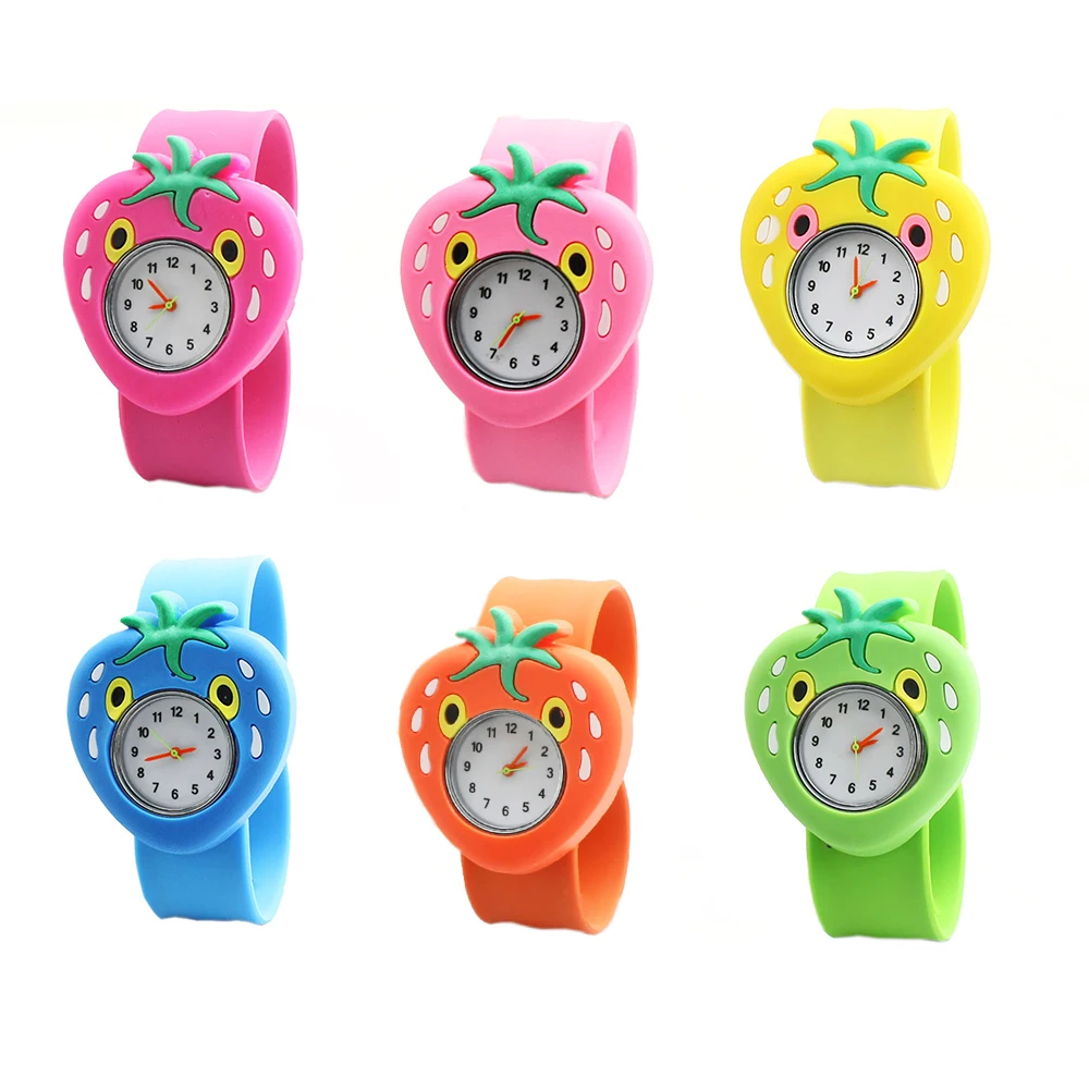 

2018 Cartoon Strawberry Children's Watch 3D Cute Silicone Fruit Quartz Watch Slap Kids Wristwatch Girls Boys Clock Montre Enfant