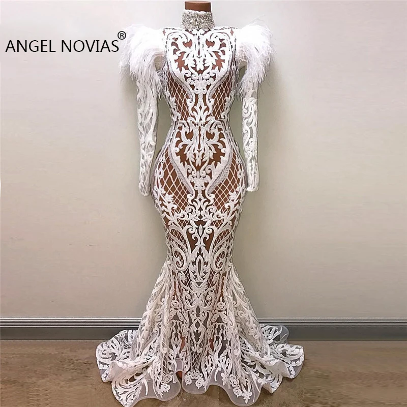 

Long Sleeves High Neck Mermaid Muslim Evening Dresses 2019 Evening Party Dress Moroccan Vestidos Largos Elegantes