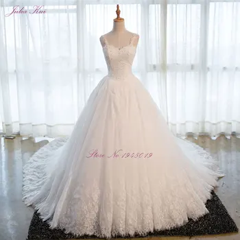 

Julia Kui Sweetheart Applique Zipper A Line Count Train Charming Button Lace Wedding Dress