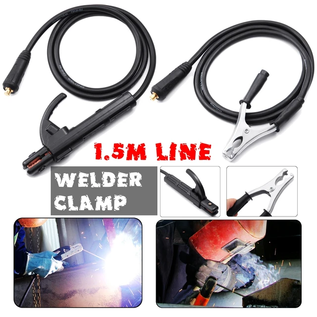 2 Pcs 300A 1.5M Electrode Holder Stick Welders /Ground Clamp Set  Welding Rod Stinger Clamping Tool