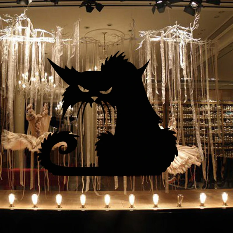 Buy Halloween Scary Spooky Black Cat Glass Window