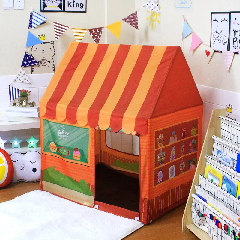 

Princess Castle Kids Dessert House Playing Game Tent Colorful Flags Baby Toy