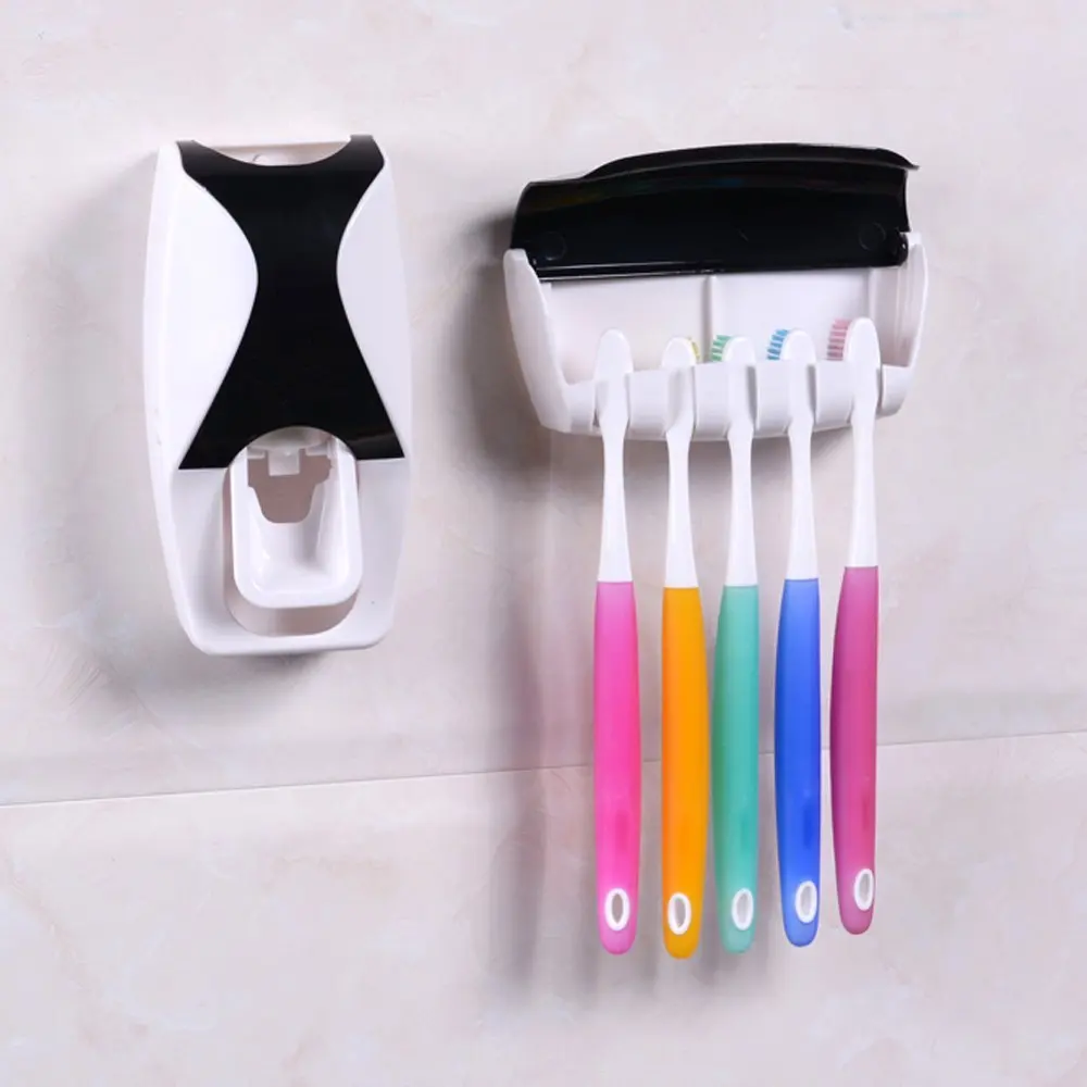 Автоматический Дозатор зубной пасты 5 Зубная щётка держатель Подставка для настенного монтажа для зубной щетки, семейный держатель для зубной щетки для дома