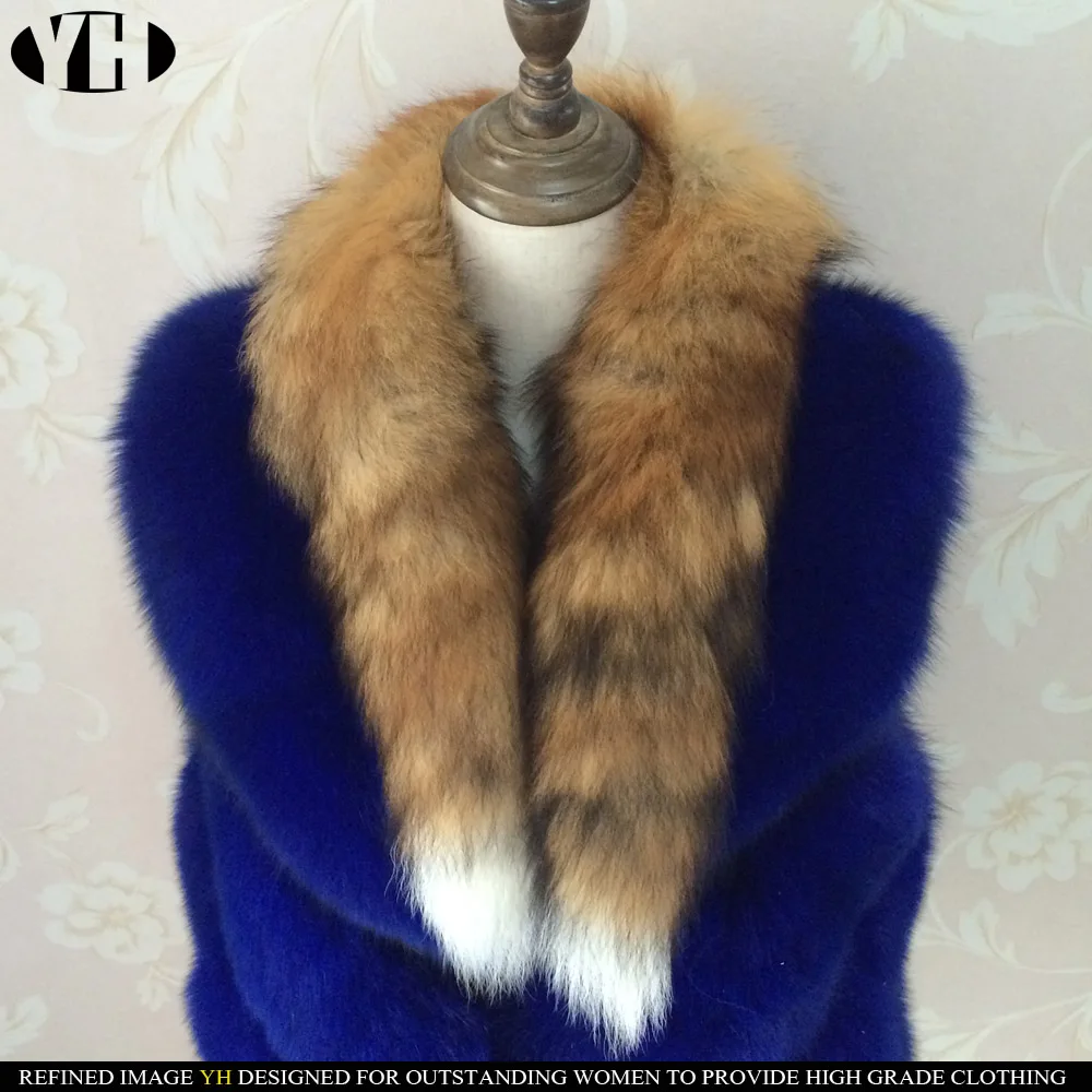 new arrive Real Fox Fur Scarf Women Winter Warm muffler 2 fox Tail patchwork Scarves Fashion fullness Collar Wraps