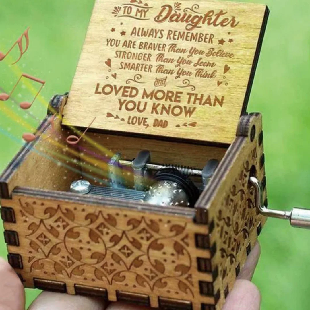 1 pc de tipo antiguo tallado a mano caja de música papá a hija \ 1 pc de tipo antiguo tallado a mano caja de música papá a hija \